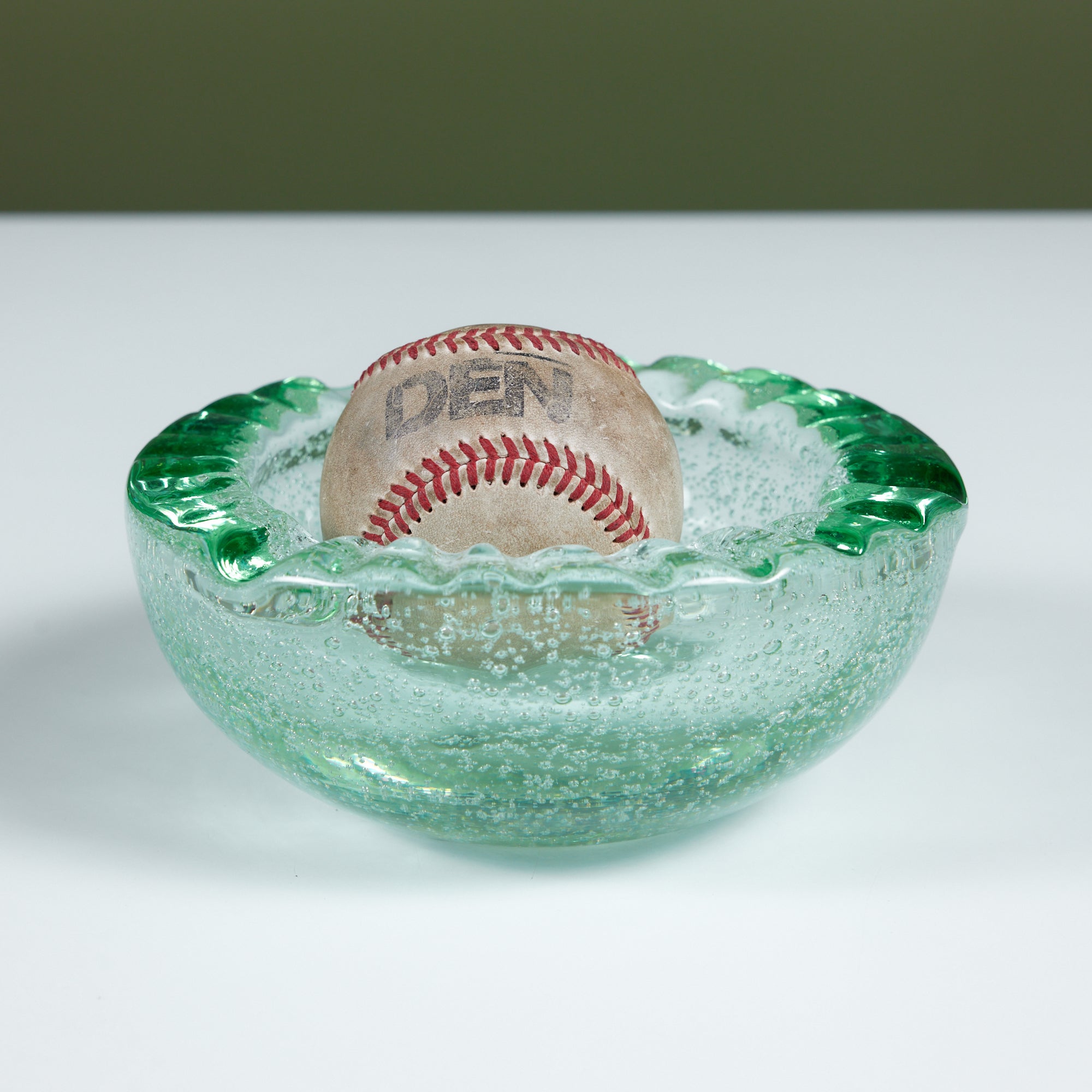 Daum Green Bubble Crystal Ashtray