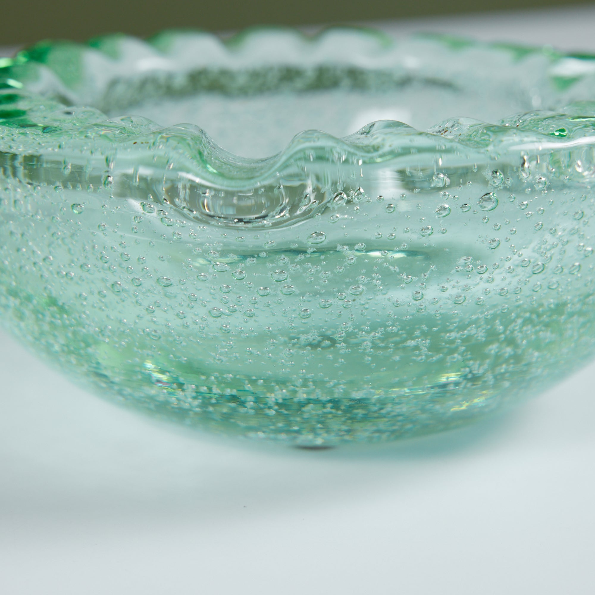Daum Green Bubble Crystal Ashtray