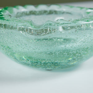 Daum Green Bubble Crystal Ashtray
