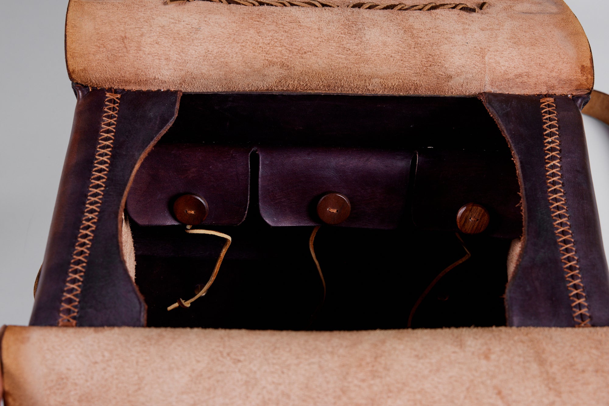 Cuendet Leather Strap Bag with Wood Latches