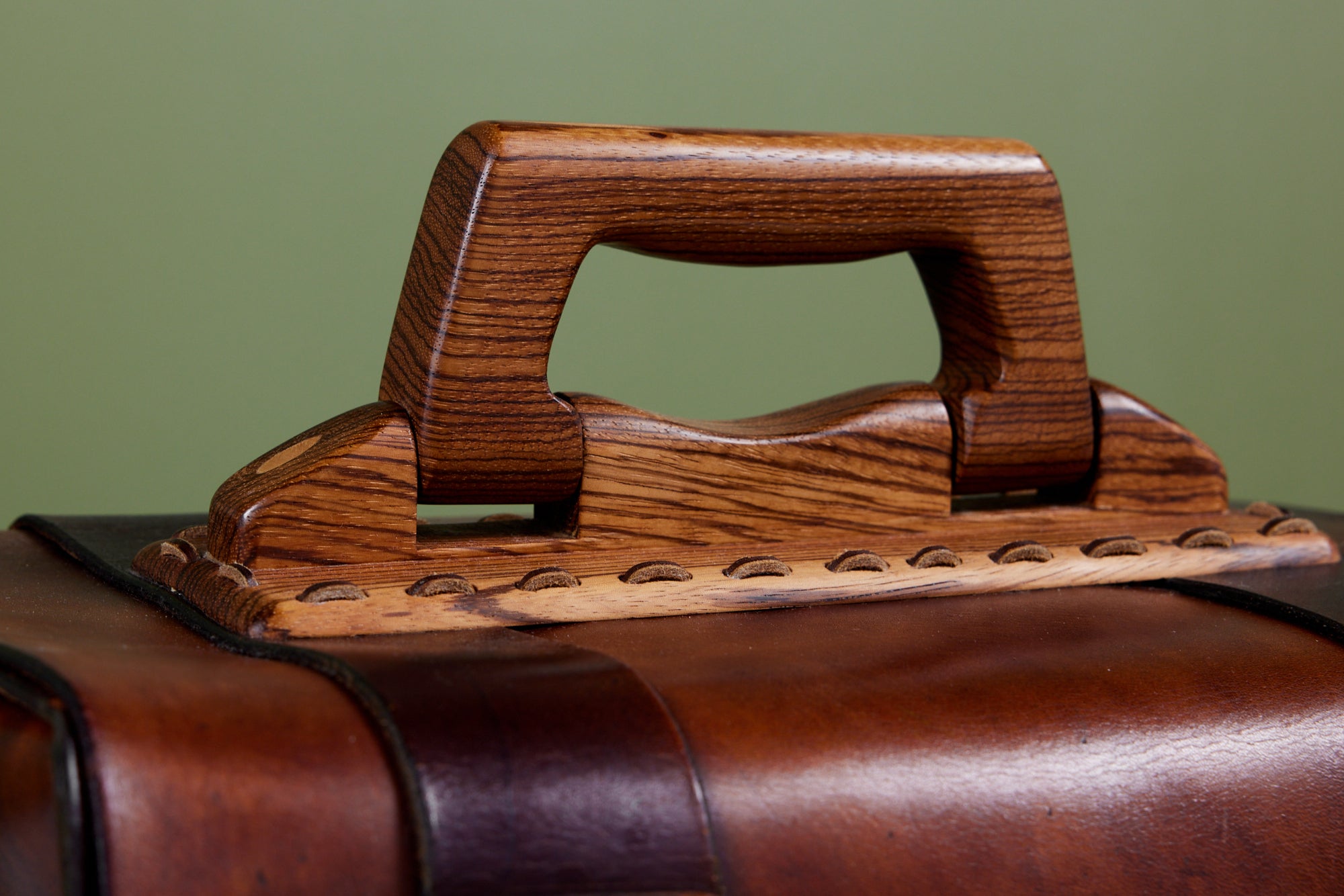 Cuendet Leather Strap Bag with Wood Latches