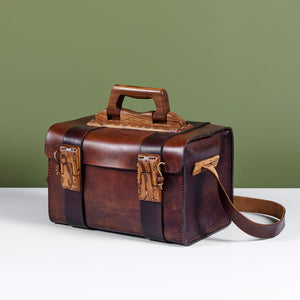 Cuendet Leather Strap Bag with Wood Latches