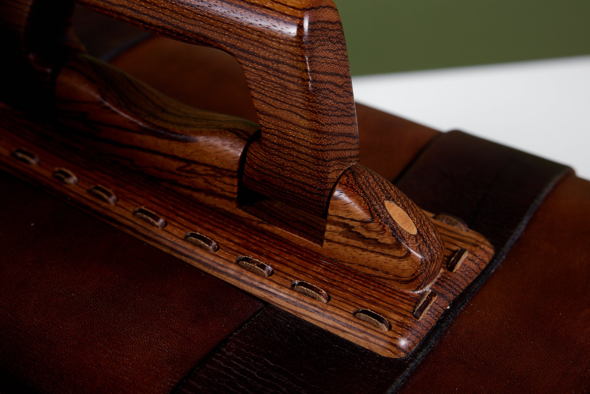 Cuendet Leather Strap Bag with Wood Latches
