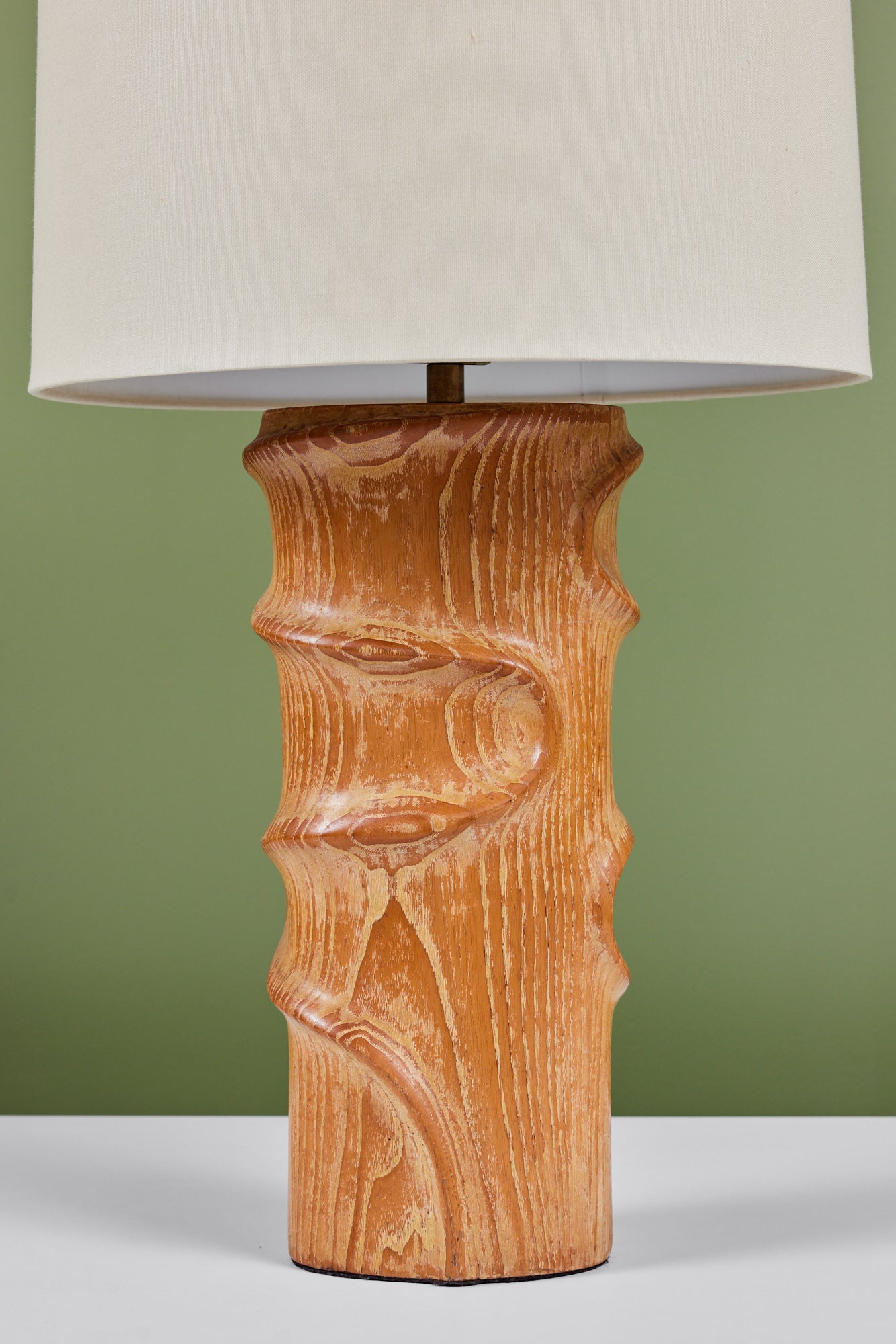 Sculptural Oak Table Lamp