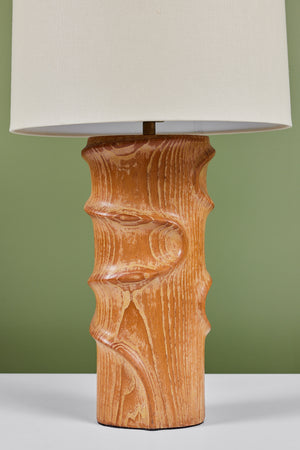 Sculptural Oak Table Lamp