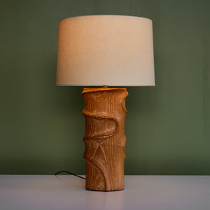 Sculptural Oak Table Lamp