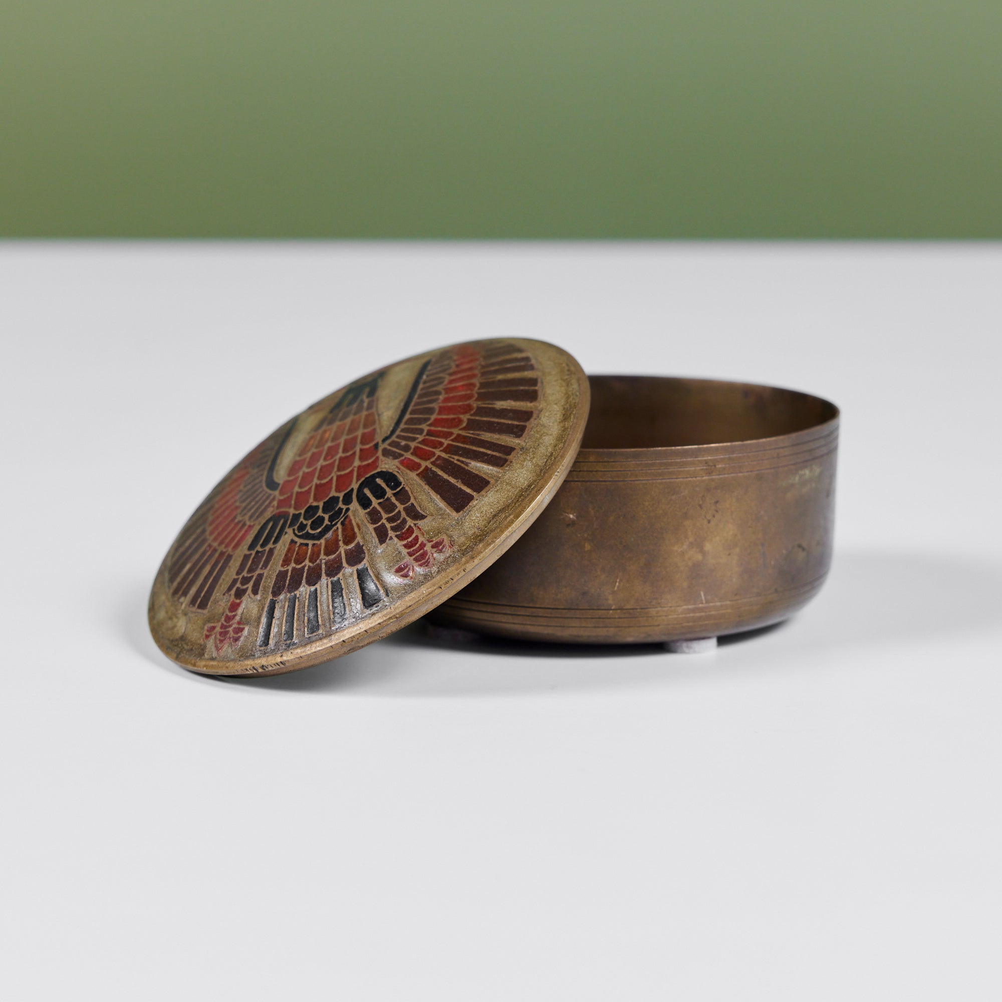 Phoenix Rising Brass Lidded Bowl