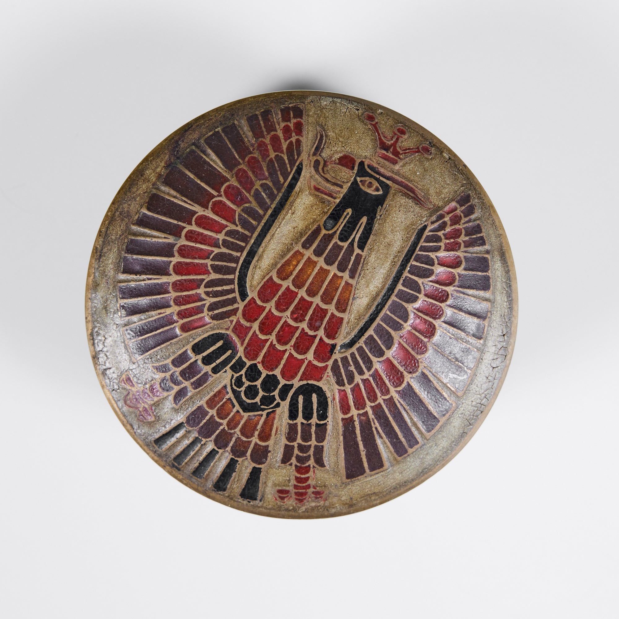 Phoenix Rising Brass Lidded Bowl