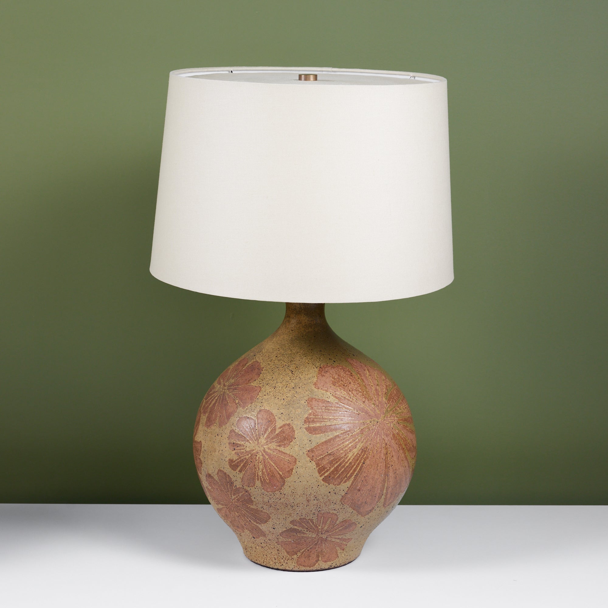 David Cressey Floral Motif Ceramic Glazed Lamp