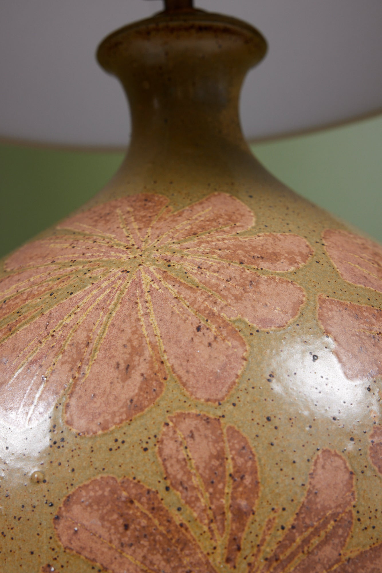 David Cressey Floral Motif Ceramic Glazed Lamp