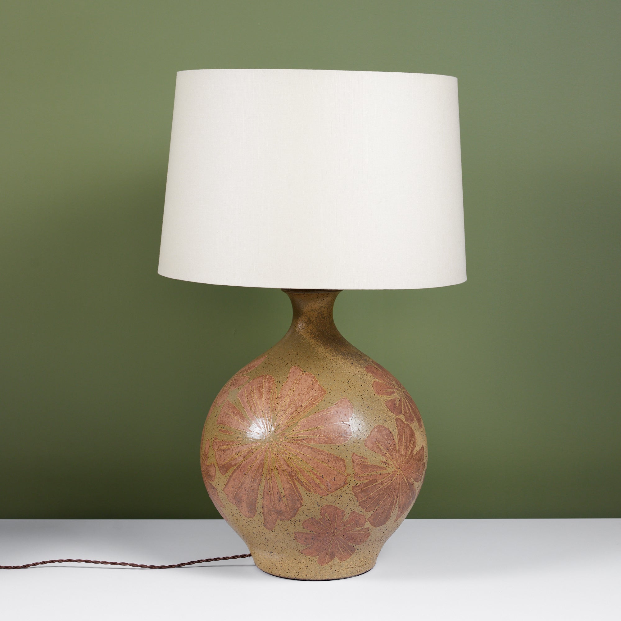 David Cressey Floral Motif Ceramic Glazed Lamp