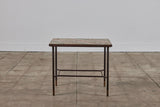 Patinated Metal Side Table with Mosaic Tile Top