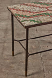 Patinated Metal Side Table with Mosaic Tile Top