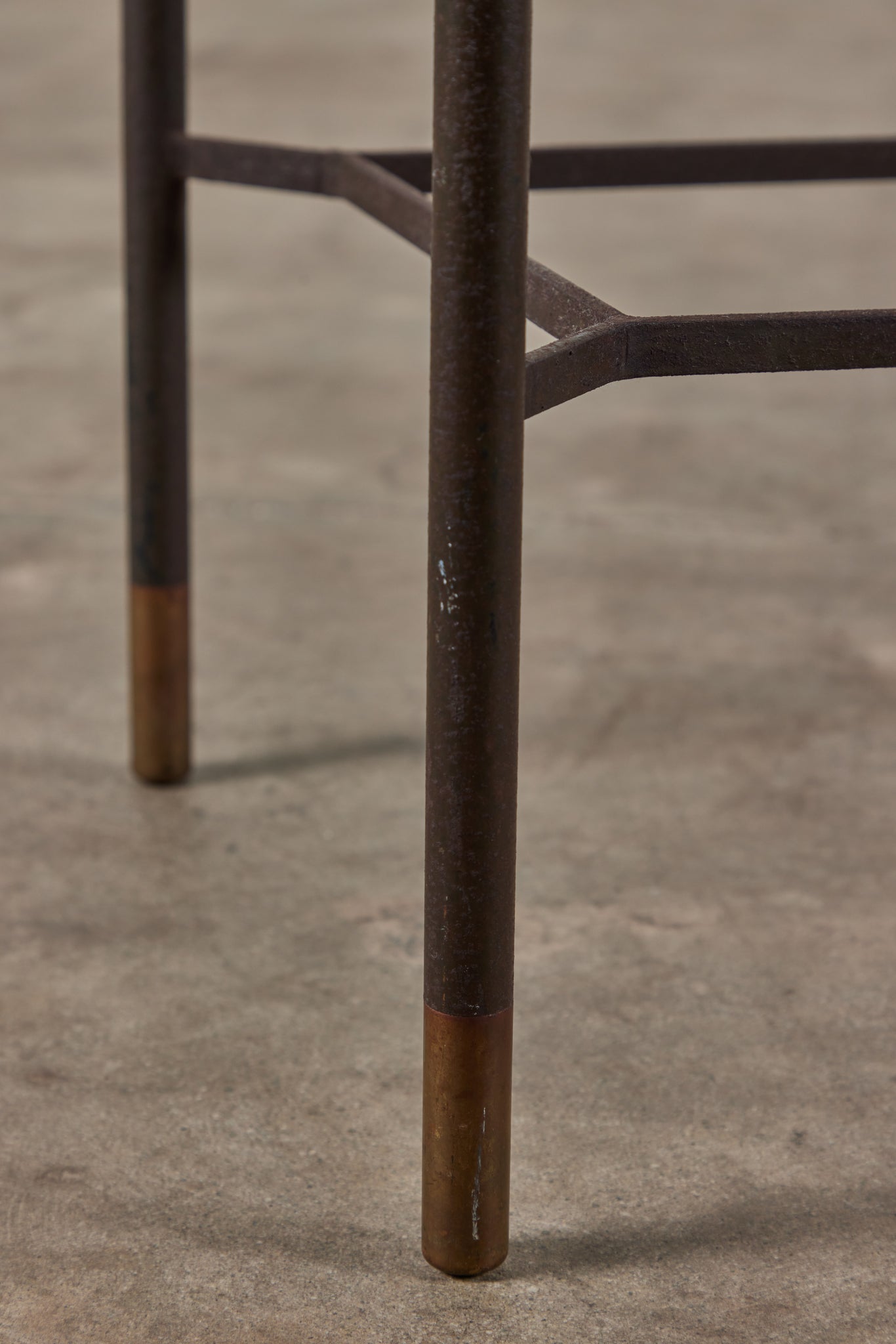 Patinated Metal Side Table with Mosaic Tile Top