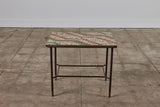 Patinated Metal Side Table with Mosaic Tile Top
