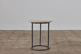 Walter Lamb for Brown Jordan Bronze Patio Side Table with Travertine Top