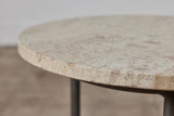 Walter Lamb for Brown Jordan Bronze Patio Side Table with Travertine Top