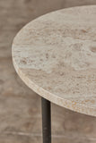 Walter Lamb for Brown Jordan Bronze Patio Side Table with Travertine Top