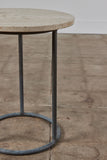Walter Lamb for Brown Jordan Bronze Patio Side Table with Travertine Top