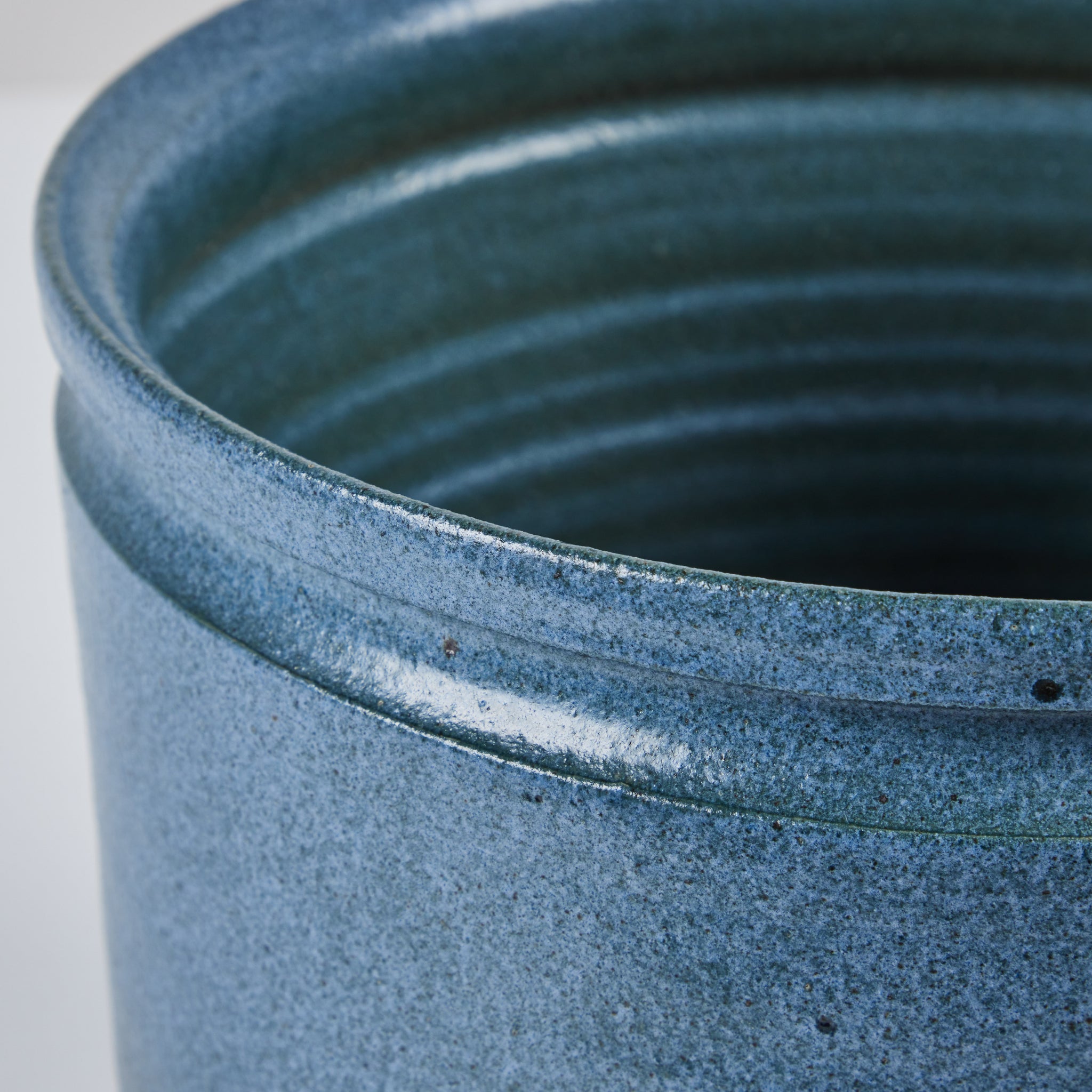 David Cressey and Robert Maxwell Hand Thrown Blue Speckle Glazed Planter for Earthgender