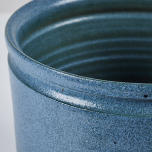 David Cressey and Robert Maxwell Hand Thrown Blue Speckle Glazed Planter for Earthgender