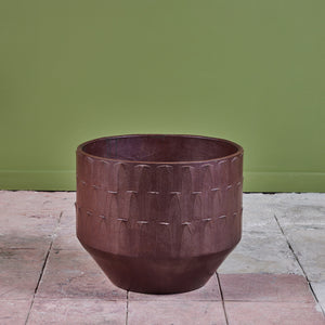 David Cressey Ribbed Plum Glazed Pro/Artisan Planter for Architectural Pottery