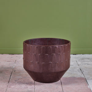 David Cressey Ribbed Plum Glazed Pro/Artisan Planter for Architectural Pottery
