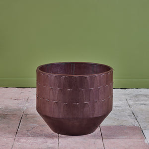 David Cressey Ribbed Plum Glazed Pro/Artisan Planter for Architectural Pottery