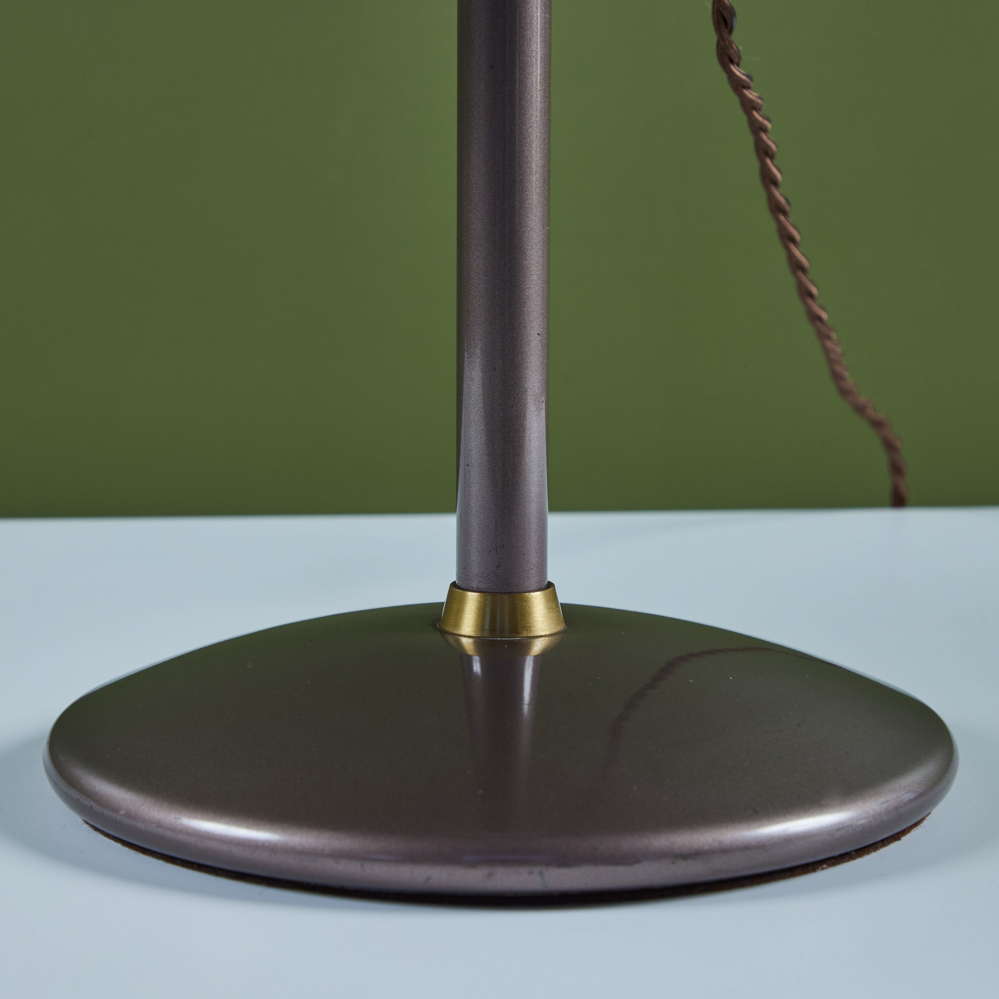 ON HOLD ** Dazor Taupe Enamel Desk Lamp with Brass Accents