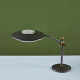 Dazor Taupe Enamel Desk Lamp with Brass Accents