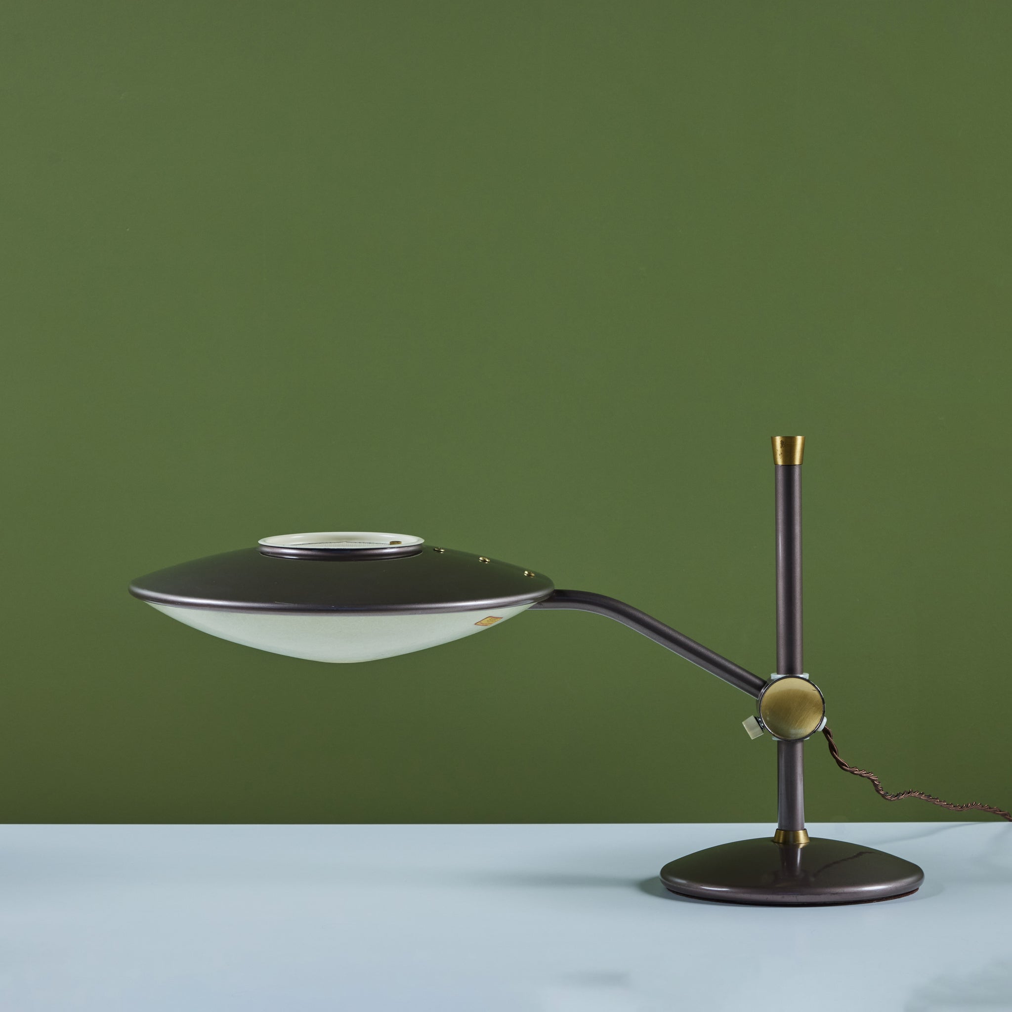 Dazor Taupe Enamel Desk Lamp with Brass Accents