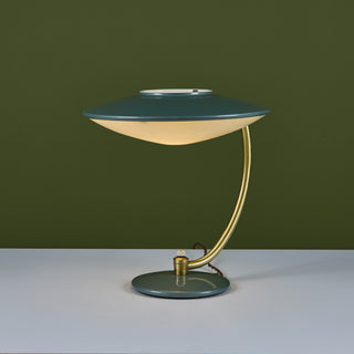 Dazor Green Enamel Desk Lamp with Brass Accents