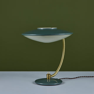 Dazor Green Enamel Desk Lamp with Brass Accents