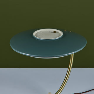 Dazor Green Enamel Desk Lamp with Brass Accents