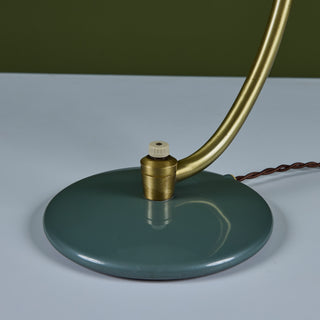 Dazor Green Enamel Desk Lamp with Brass Accents