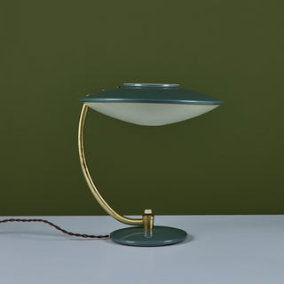 Dazor Green Enamel Desk Lamp with Brass Accents