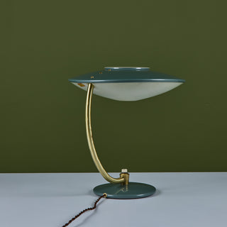 Dazor Green Enamel Desk Lamp with Brass Accents