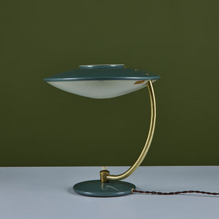 Dazor Green Enamel Desk Lamp with Brass Accents