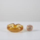 Organic Shaped Amber Crackle Glass Ashtray