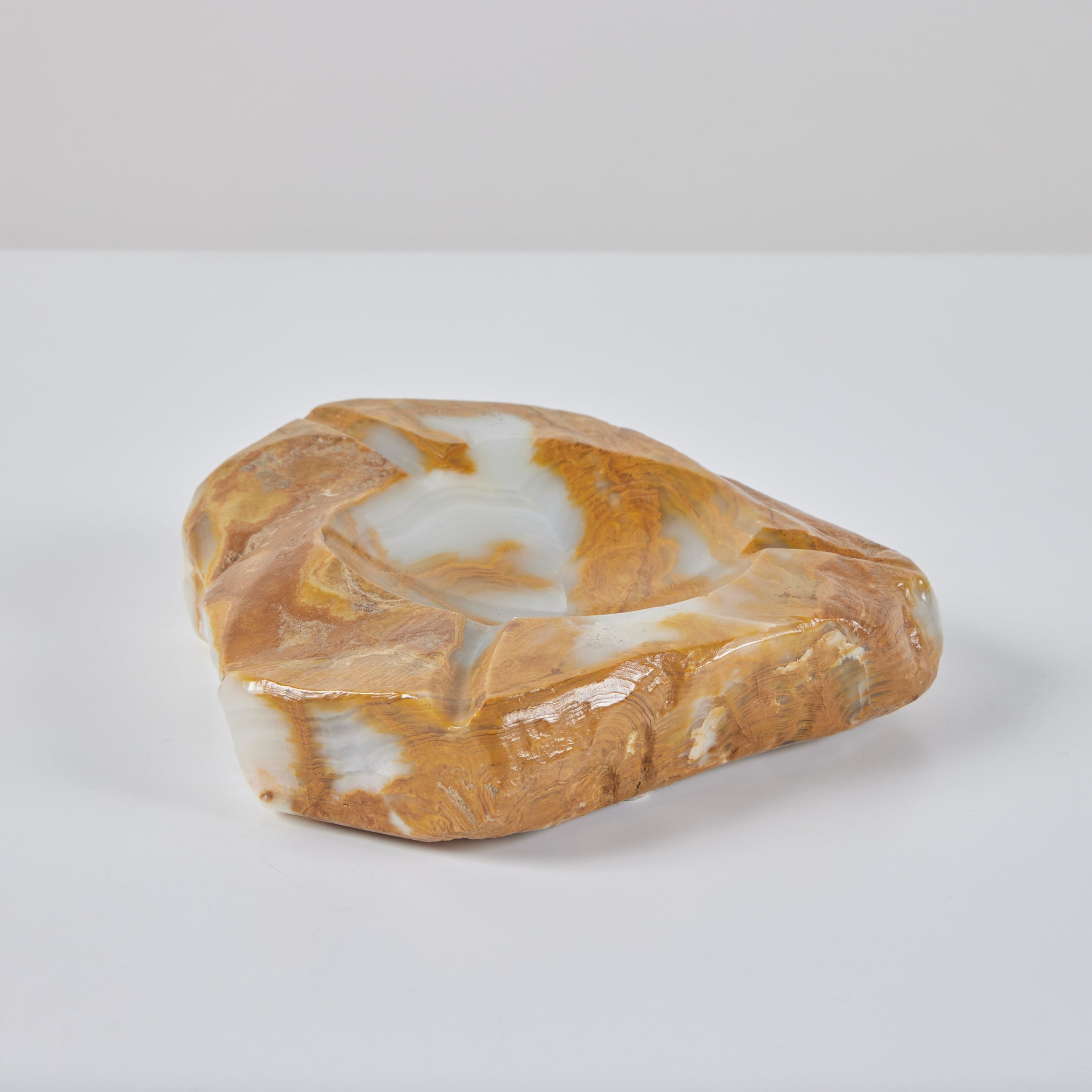 Brutalist Hand Carved Onyx Ashtray