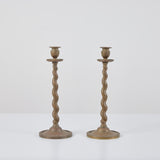 Pair of Brass Twisted Candlesticks