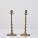 Pair of Brass Twisted Candlesticks