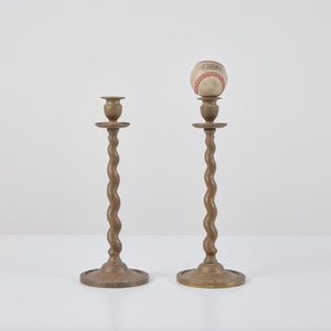 Pair of Brass Twisted Candlesticks