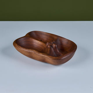 Hand Carved Divided Wood Bowl