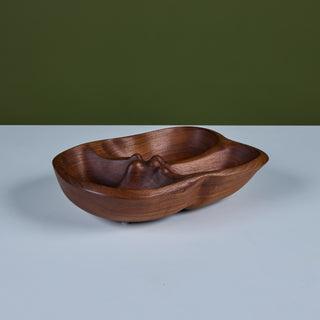 Hand Carved Divided Wood Bowl