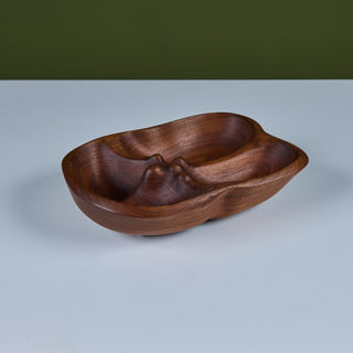 Hand Carved Divided Wood Bowl