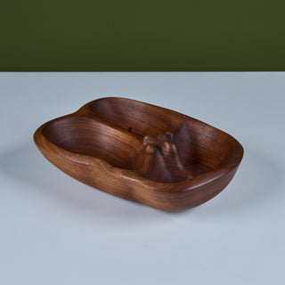 Hand Carved Divided Wood Bowl