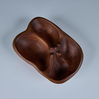 Hand Carved Divided Wood Bowl