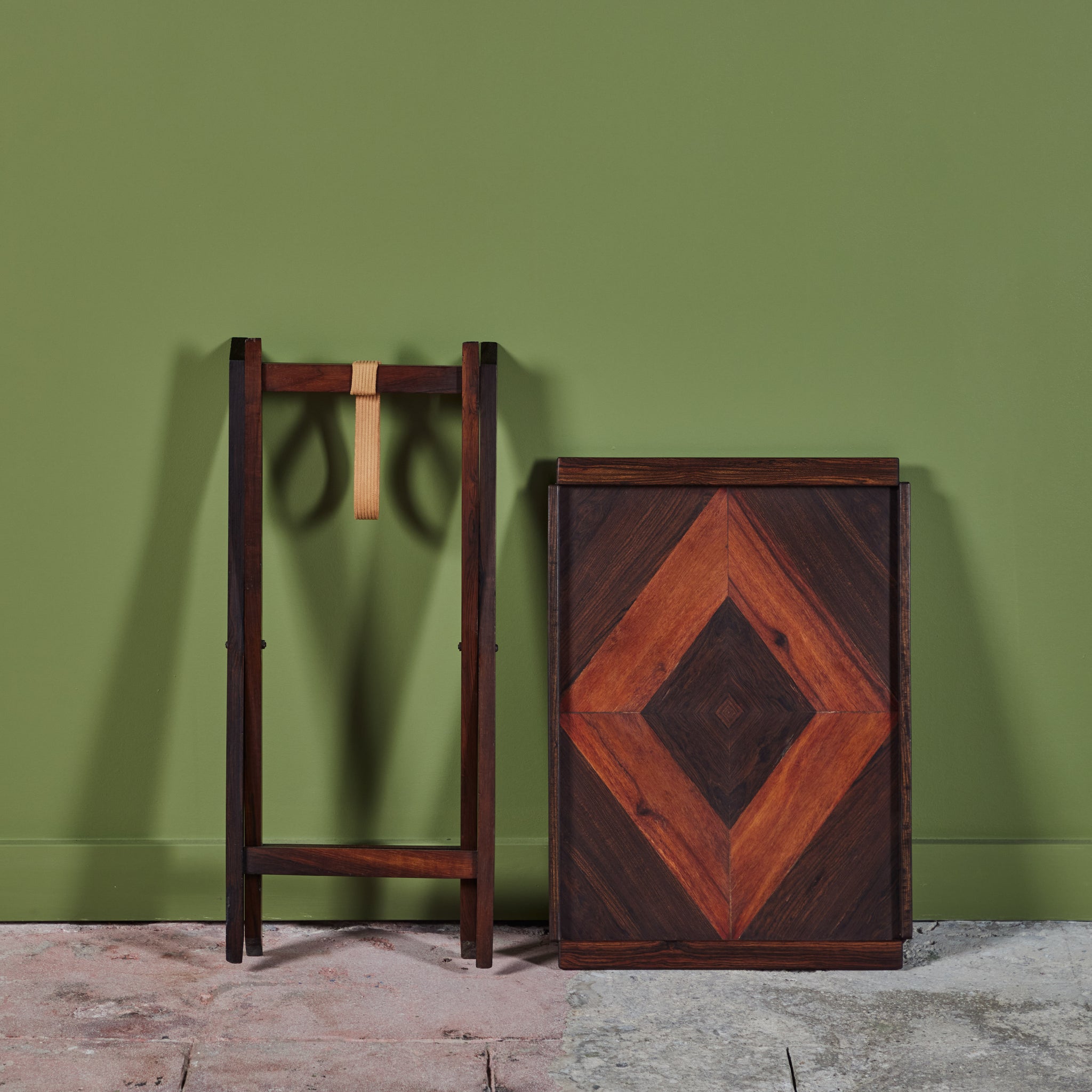 Don Shoemaker for Señal Geometric Marquetry Tray with Stand
