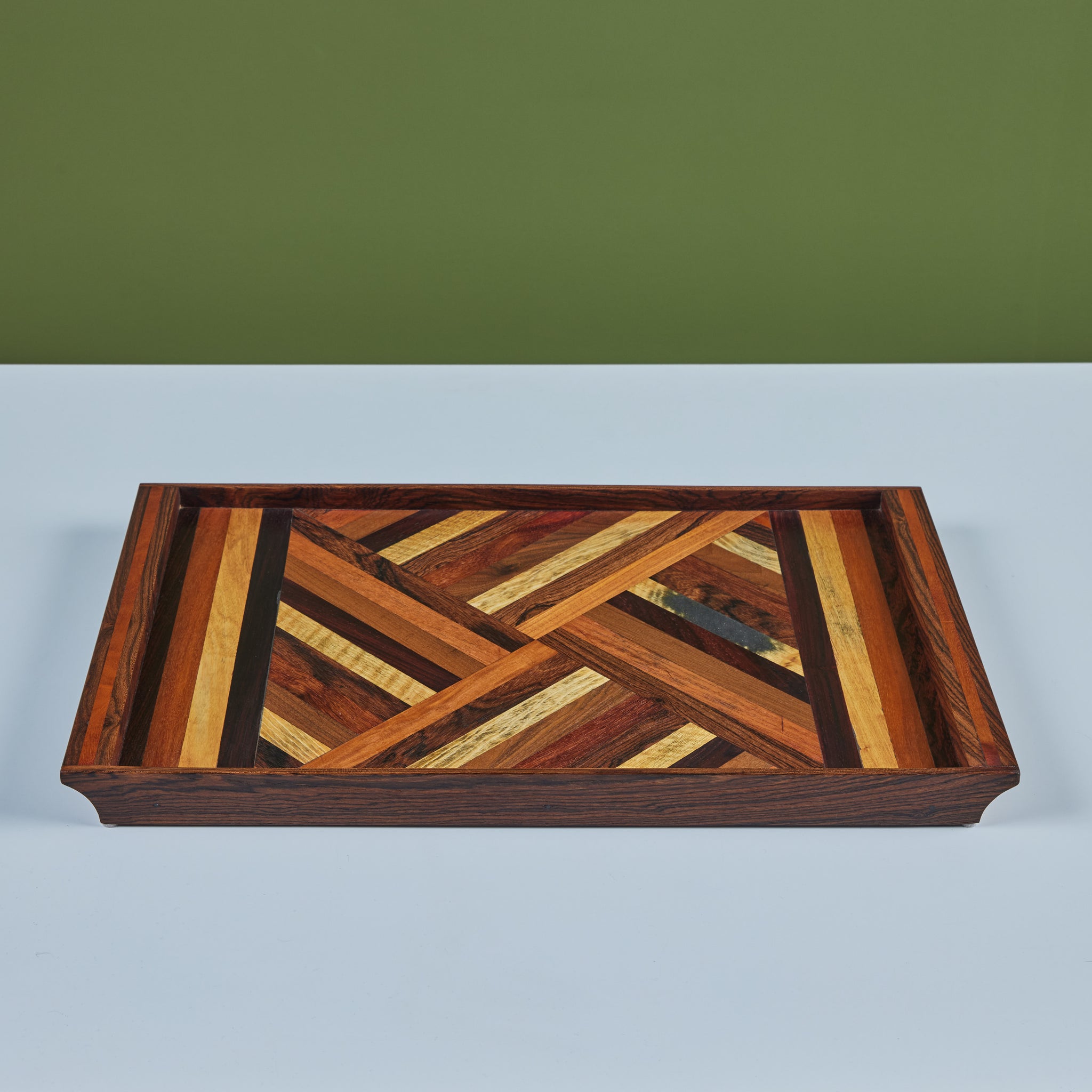 Don Shoemaker Geometric Marquetry Decorative Tray for Señal